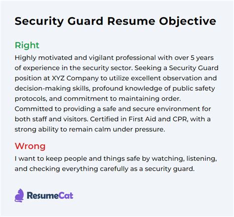 security guard resume example|security guard goals and objectives.